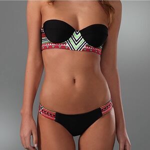 Mara Hoffman Embroidered Tribal Black Bikini Swimsuit